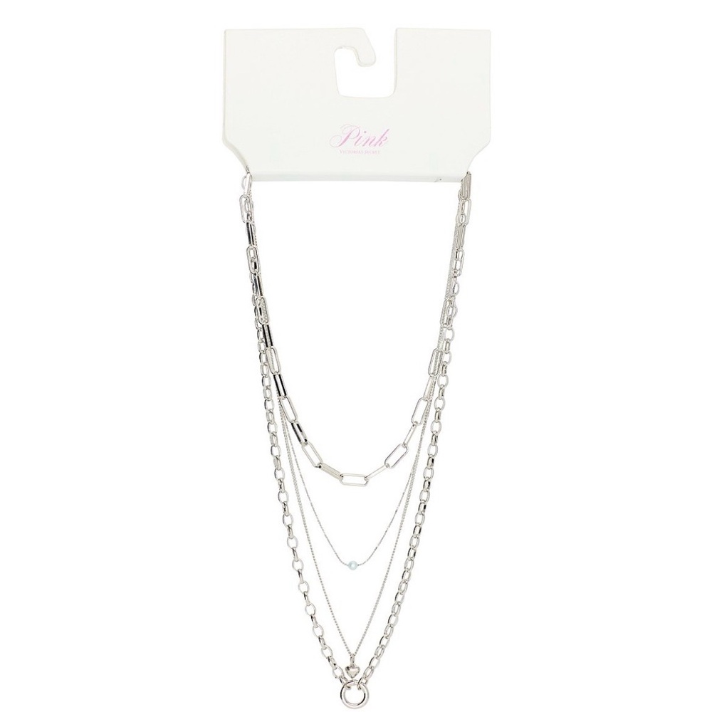 Victoria’s Secret PINK Silver 3-Piece Layered Necklace Set
